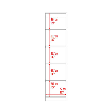 Estantería Upton Nogal y Toquilla 45x180.6cm Rectangular con Cuatro Entrepaños - BIBLIOTECAS Y ESTANTERIAS | Bylmo