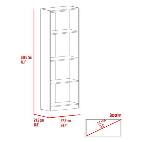 Estantería Verlot Taupe Mallado 62.8x180.6cm Rectangular con Tres Entrepaños - BIBLIOTECAS Y ESTANTERIAS | Bylmo