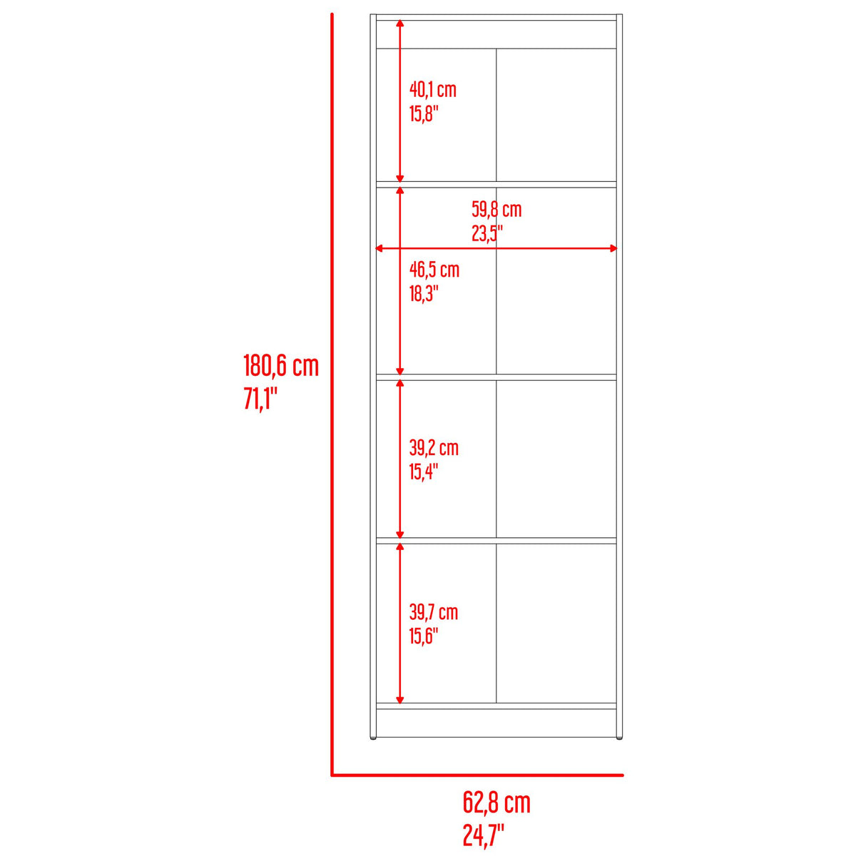 Estantería Verlot Taupe Mallado 62.8x180.6cm Rectangular con Tres Entrepaños - BIBLIOTECAS Y ESTANTERIAS | Bylmo