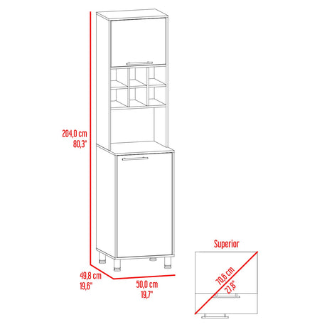 Alacena Attica Blanco y Capri 50x204cm con Dos Puertas y con Patas - ALACENAS Y MUEBLES MICROONDAS | Bylmo