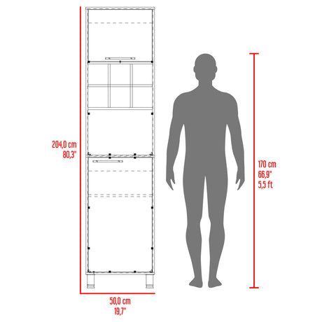 Alacena Attica Blanco y Capri 50x204cm con Dos Puertas y con Patas - ALACENAS Y MUEBLES MICROONDAS | Bylmo