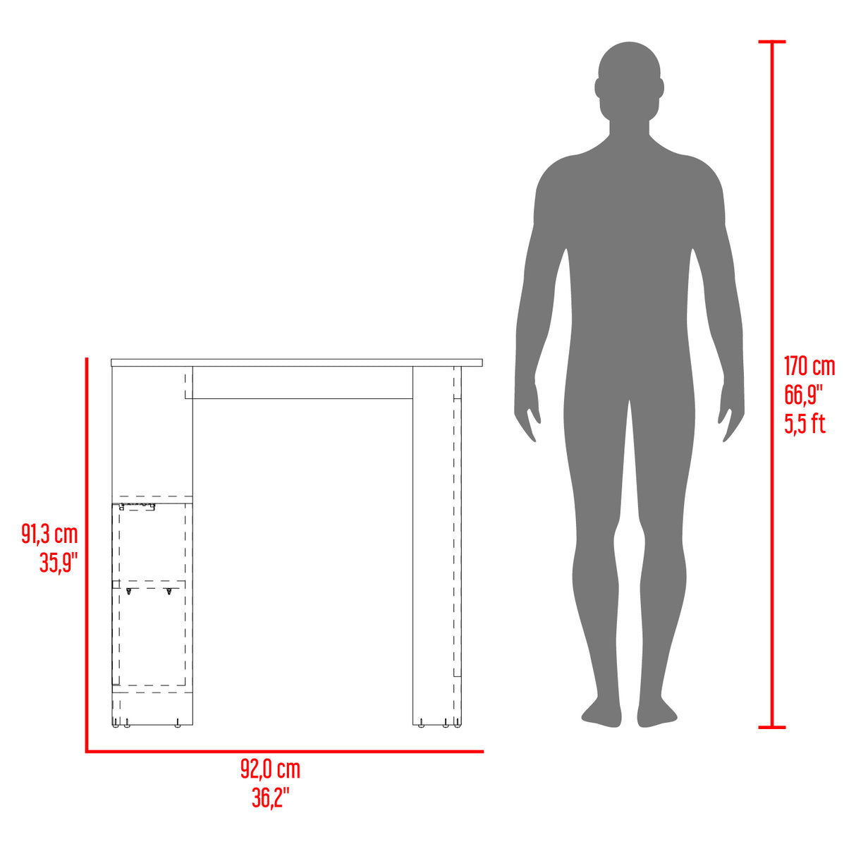 Isla de Cocina Attica Blanco y Capri 92x91.3cm con Cuatro Compartimientos - BARRAS Y MUEBLES AUXILIARES | Bylmo