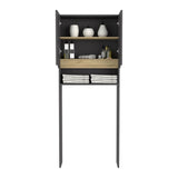 Ahorrador de Espacio para Baño Laurent Plomo y Duna 63.1x160cm con Dos Entrepaños y con Patas - OTROS MUEBLES PARA BANHO | Bylmo
