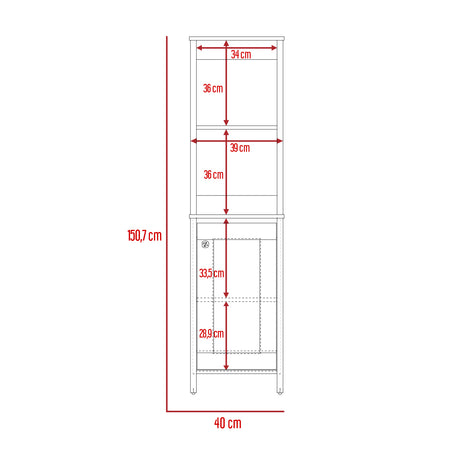 Mueble para Baño Bi - color Blanco y Duna 40x150.7cm con Dos Entrepaños y con Patas - OTROS MUEBLES PARA BANHO | Bylmo