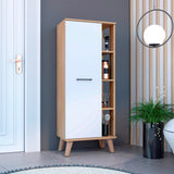 Mueble para Baño Kensington Fresno Europeo y Blanco 51x125cm con Dos Entrepaños y con Patas - OTROS MUEBLES PARA BANHO | Bylmo
