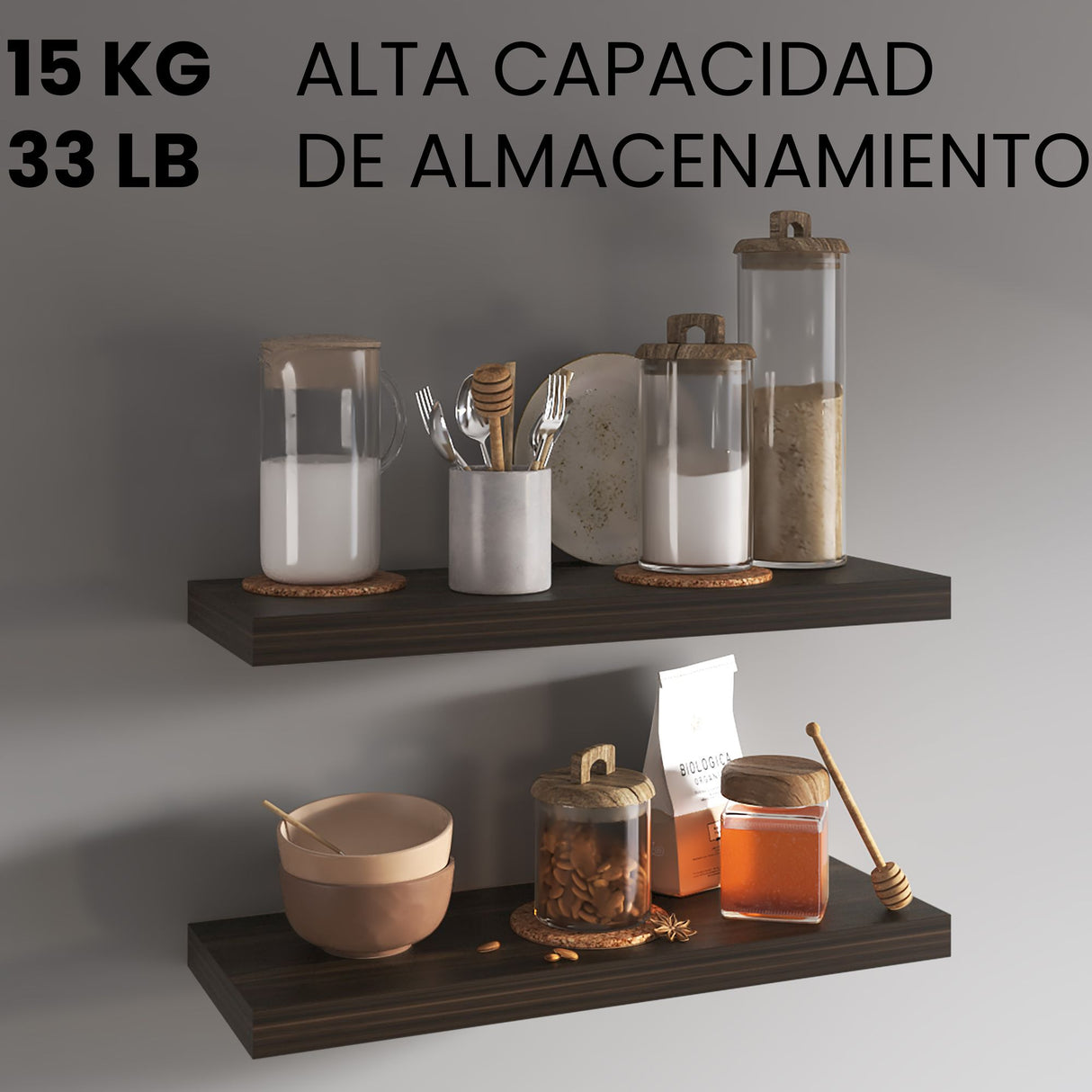 Repisa Habano 80x3.8cm Rectangular y Flotante - REPISAS | Bylmo