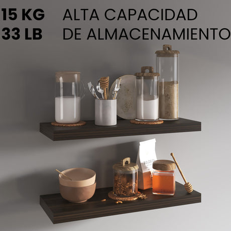 Repisa Habano 80x3.8cm Rectangular y Flotante - REPISAS | Bylmo