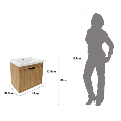 Mueble para Lavamanos Graz Almendra 44.6x38.4cm Individual Flotante con Lavamanos - MUEBLES PARA LAVAMANOS | Bylmo