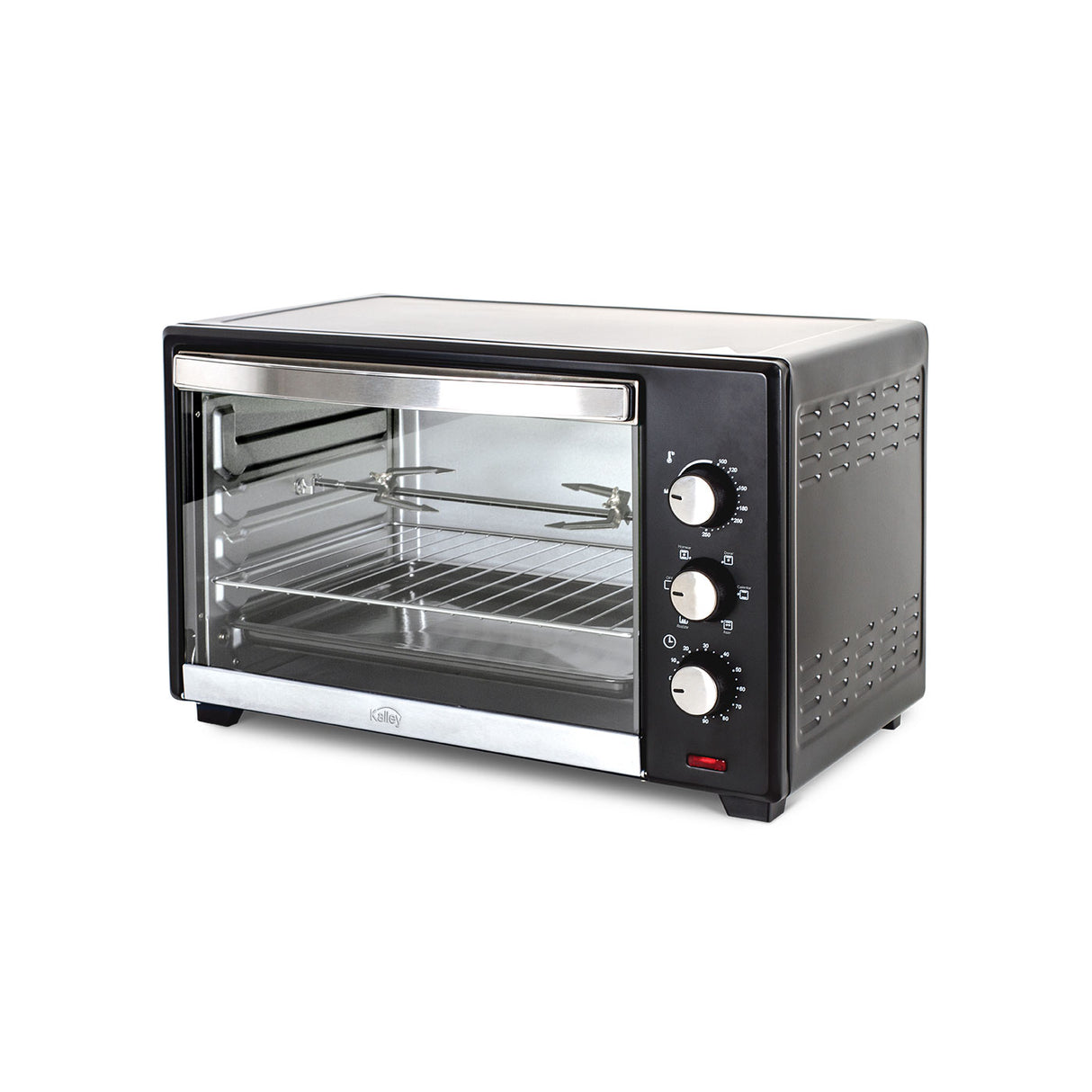 Horno Tostador Kalley Negro 47.5x29.6cm con Cinco Funciones Preconfiguradas y con Temporizador