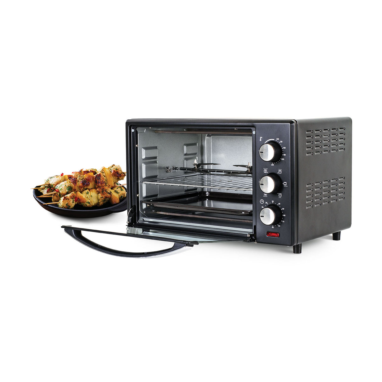 Horno Tostador Kalley Negro 47.5x29.6cm con Cinco Funciones Preconfiguradas y con Temporizador