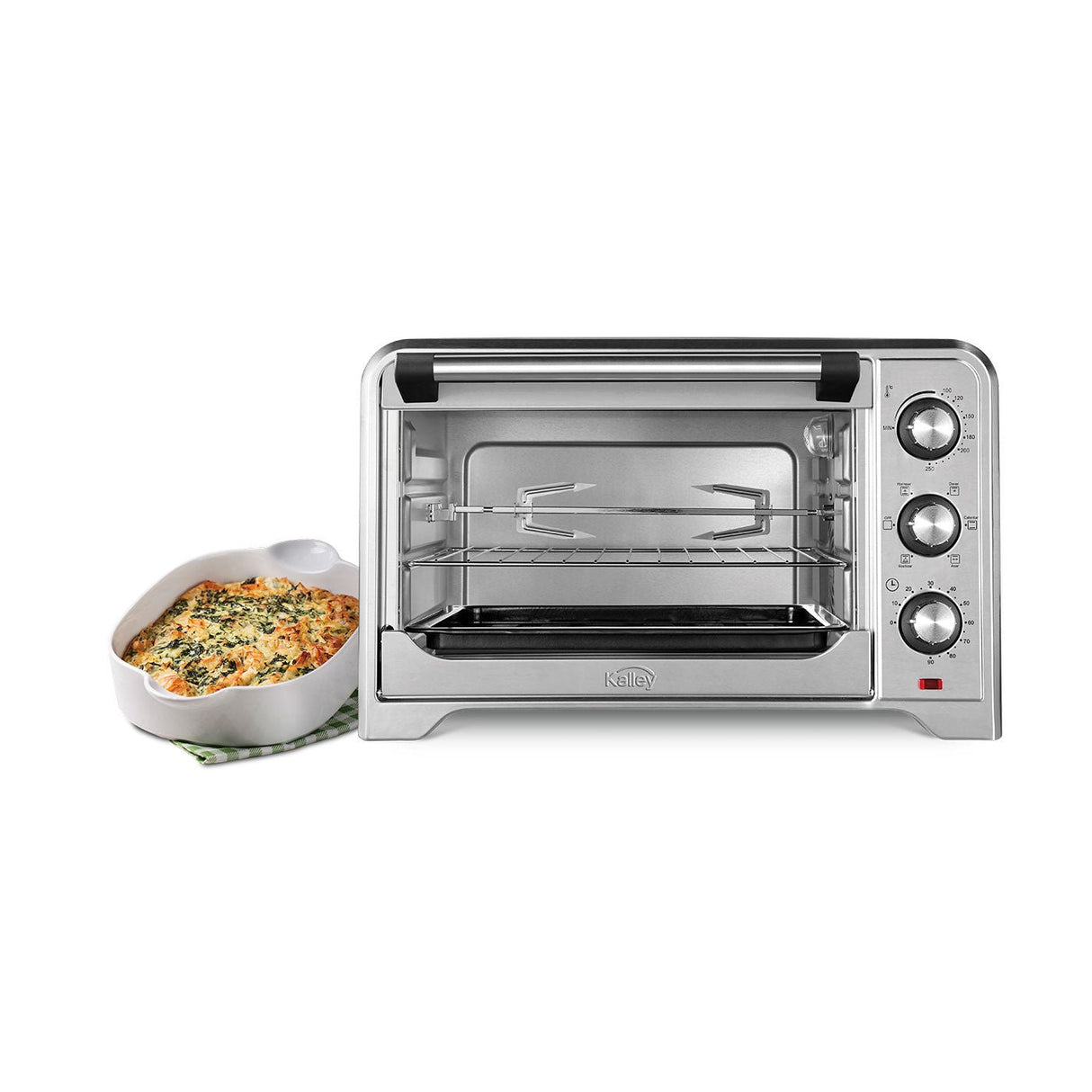 Horno Tostador Kalley Plateado 49.6x31.1cm con Cinco Funciones Preconfiguradas y con Temporizador - HORNOS TOSTADORES | Bylmo