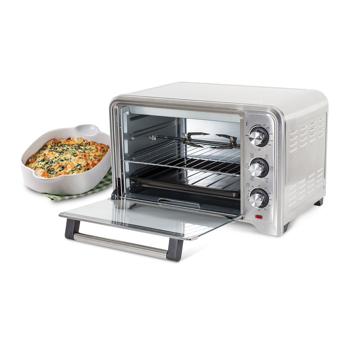 Horno Tostador Kalley Plateado 49.6x31.1cm con Cinco Funciones Preconfiguradas y con Temporizador - HORNOS TOSTADORES | Bylmo