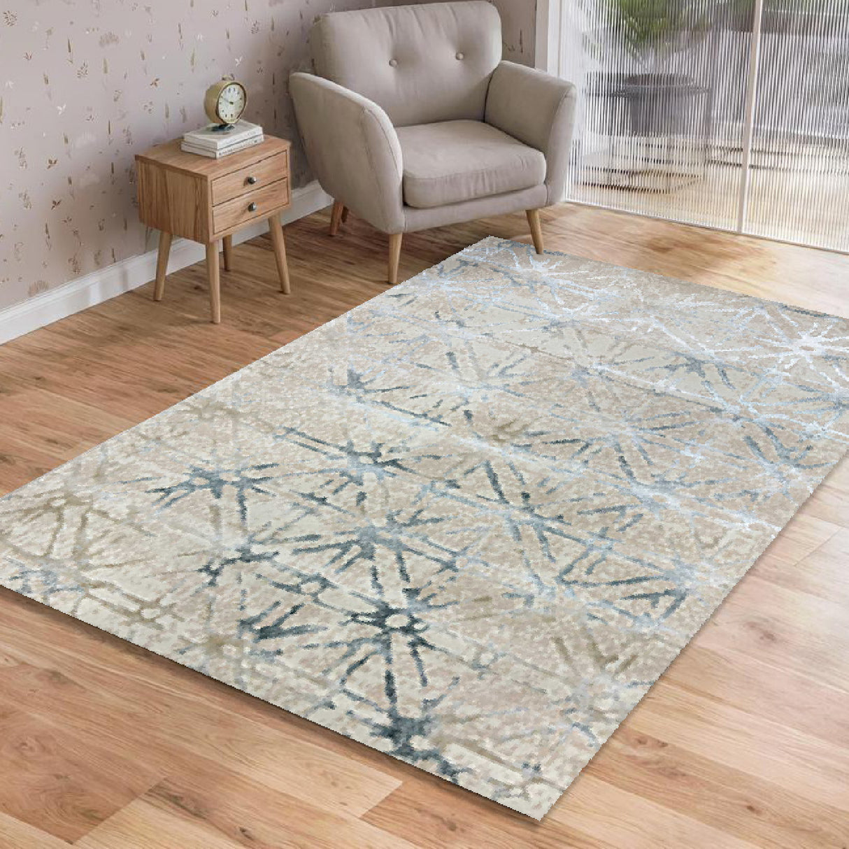 Tapete de Sala Figuras Gris 200x300cm Contemporáneo Rectangular Suave - TAPETES Y ALFOMBRAS | Bylmo