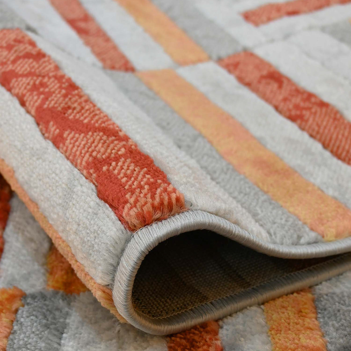 Tapete de Sala Lineas Gris y Naranja 160x230cm Clásico Rectangular Suave - TAPETES Y ALFOMBRAS | Bylmo