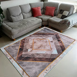 Tapete de Sala Rombos Gris y Dorado 200x150cm Clásico Rectangular Suave - TAPETES Y ALFOMBRAS | Bylmo