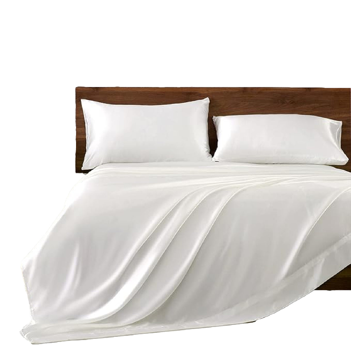 Juego de Sabanas de Satín Blanco 160x190cm 300 Hilos con Dos Sábanas y Dos Fundas de Almohada - SABANAS | Bylmo