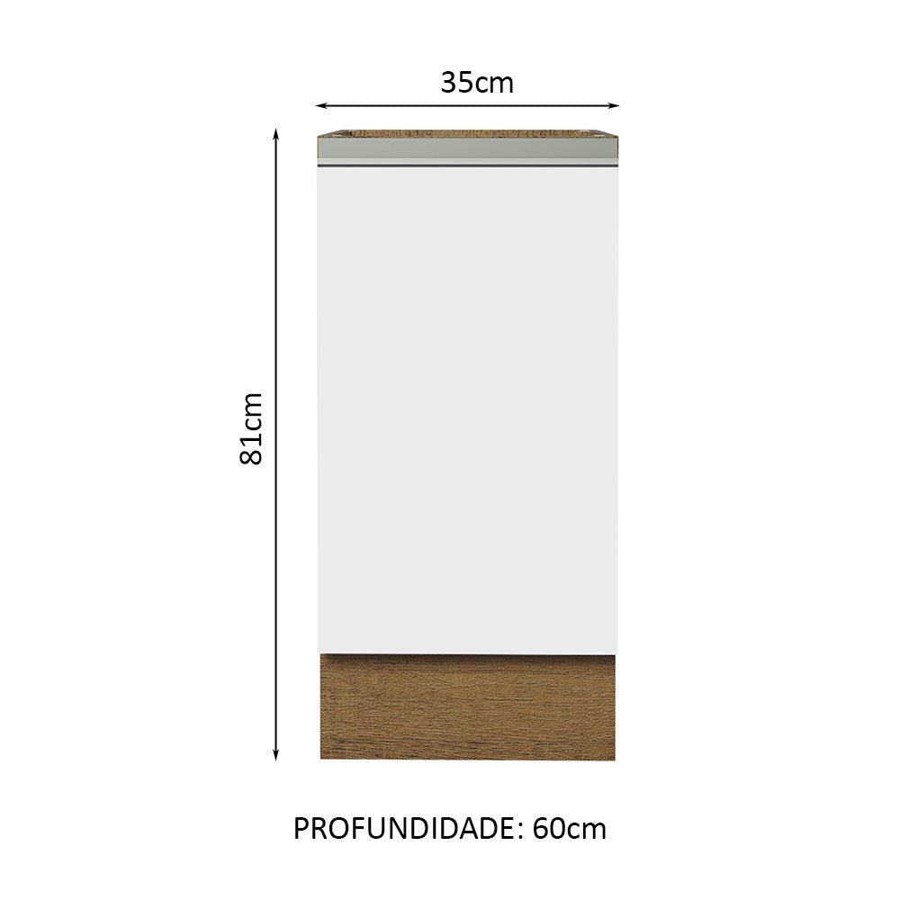 Mueble Inferior de Cocina Glamy Marron y Blanco 35x81cm sin Mesón y sin Pozuelo - MUEBLES INFERIORES DE COCINA | Bylmo