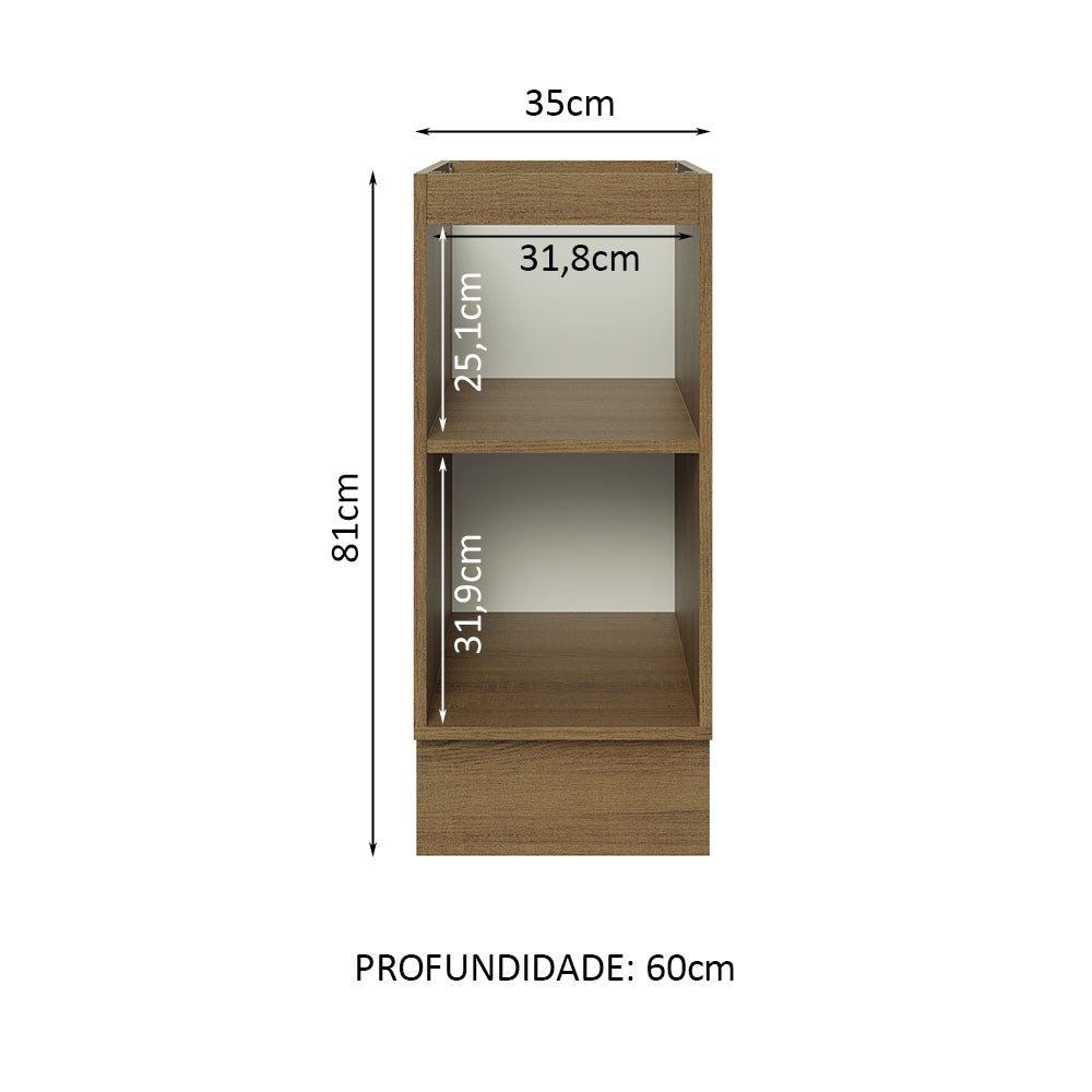 Mueble Inferior de Cocina Glamy Marron y Blanco 35x81cm sin Mesón y sin Pozuelo - MUEBLES INFERIORES DE COCINA | Bylmo