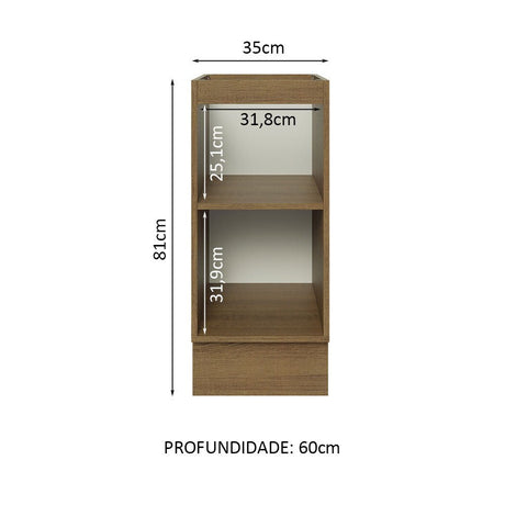 Mueble Inferior de Cocina Glamy Marron y Blanco 35x81cm sin Mesón y sin Pozuelo - MUEBLES INFERIORES DE COCINA | Bylmo