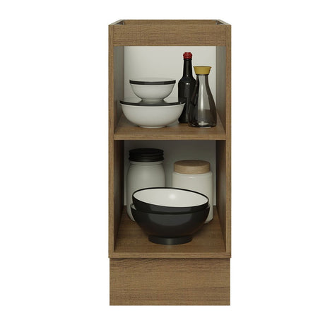 Mueble Inferior de Cocina Glamy Marron y Blanco 35x81cm sin Mesón y sin Pozuelo - MUEBLES INFERIORES DE COCINA | Bylmo