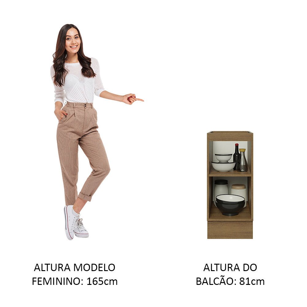 Mueble Inferior de Cocina Glamy Marron y Blanco 35x81cm sin Mesón y sin Pozuelo - MUEBLES INFERIORES DE COCINA | Bylmo