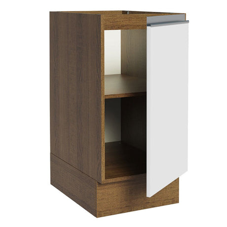 Mueble Inferior de Cocina Glamy Marron y Blanco 35x81cm sin Mesón y sin Pozuelo - MUEBLES INFERIORES DE COCINA | Bylmo