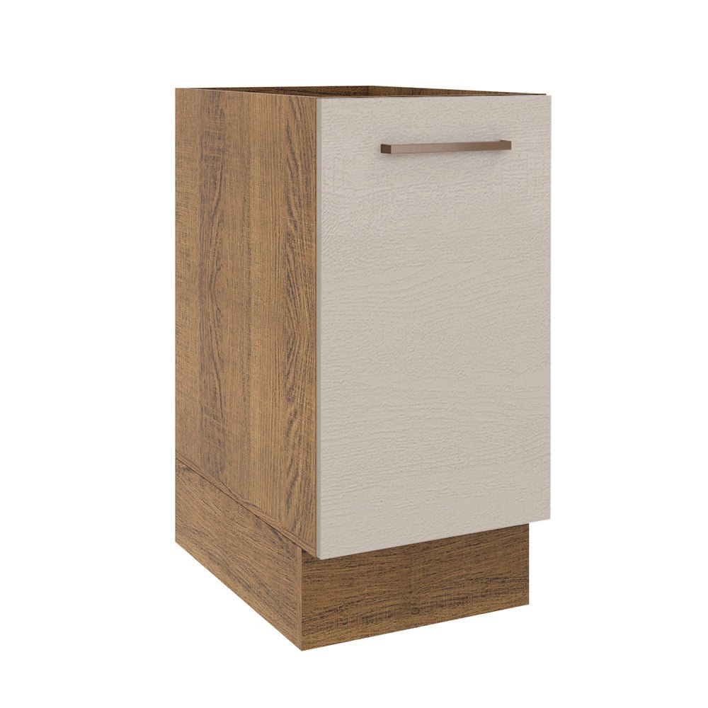 Mueble Inferior de Cocina Agata Marron y Crema 35x81cm sin Mesón y sin Pozuelo - MUEBLES INFERIORES DE COCINA | Bylmo