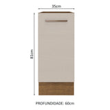 Mueble Inferior de Cocina Agata Marron y Crema 35x81cm sin Mesón y sin Pozuelo - MUEBLES INFERIORES DE COCINA | Bylmo