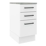 Mueble Inferior de Cocina Agata Blanco 40x84cm con Meson de Madera y sin Pozuelo - MUEBLES INFERIORES DE COCINA | Bylmo
