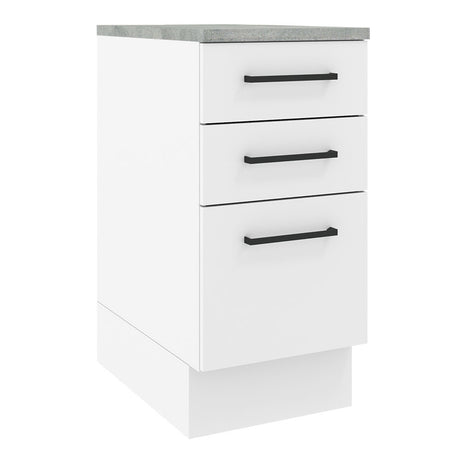 Mueble Inferior de Cocina Agata Blanco 40x84cm con Meson de Madera y sin Pozuelo - MUEBLES INFERIORES DE COCINA | Bylmo