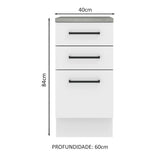 Mueble Inferior de Cocina Agata Blanco 40x84cm con Meson de Madera y sin Pozuelo - MUEBLES INFERIORES DE COCINA | Bylmo