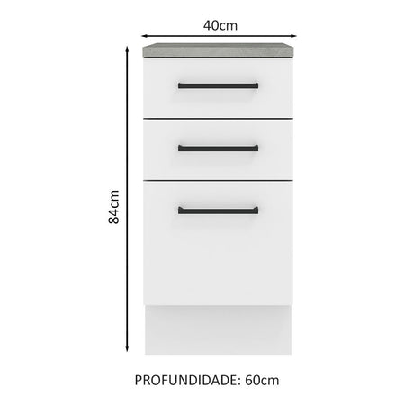 Mueble Inferior de Cocina Agata Blanco 40x84cm con Meson de Madera y sin Pozuelo - MUEBLES INFERIORES DE COCINA | Bylmo