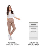 Mueble Inferior de Cocina Agata Blanco 40x84cm con Meson de Madera y sin Pozuelo - MUEBLES INFERIORES DE COCINA | Bylmo