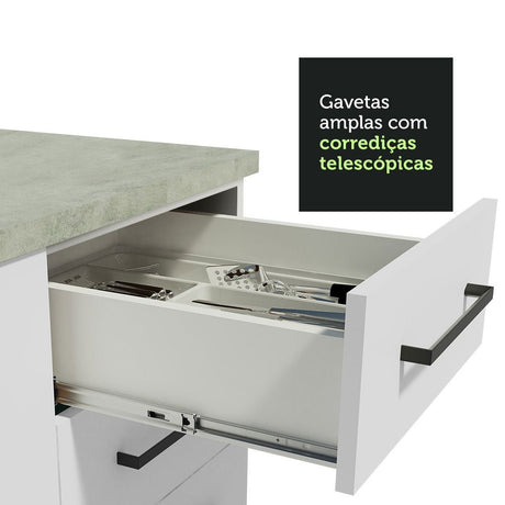 Mueble Inferior de Cocina Agata Blanco 40x84cm con Meson de Madera y sin Pozuelo - MUEBLES INFERIORES DE COCINA | Bylmo