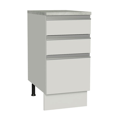Mueble Inferior de Cocina Glamy Blanco 40x84cm con Meson de Madera y sin Pozuelo - MUEBLES INFERIORES DE COCINA | Bylmo
