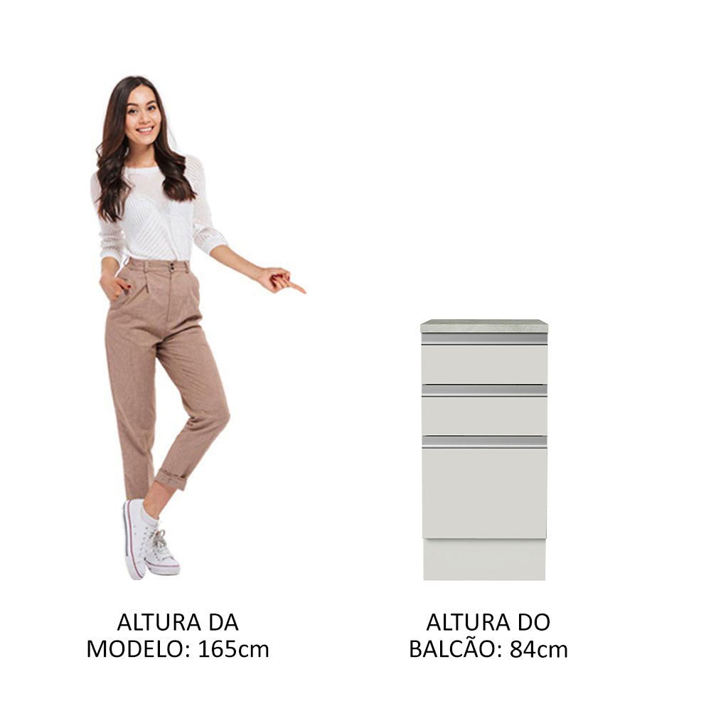 Mueble Inferior de Cocina Glamy Blanco 40x84cm con Meson de Madera y sin Pozuelo - MUEBLES INFERIORES DE COCINA | Bylmo