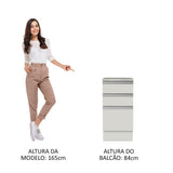 Mueble Inferior de Cocina Glamy Blanco 40x84cm con Meson de Madera y sin Pozuelo - MUEBLES INFERIORES DE COCINA | Bylmo