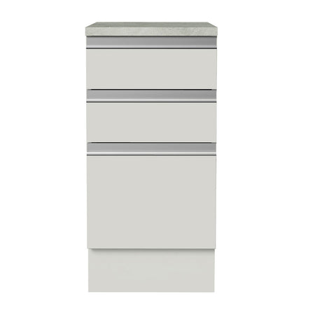 Mueble Inferior de Cocina Glamy Blanco 40x84cm con Meson de Madera y sin Pozuelo - MUEBLES INFERIORES DE COCINA | Bylmo