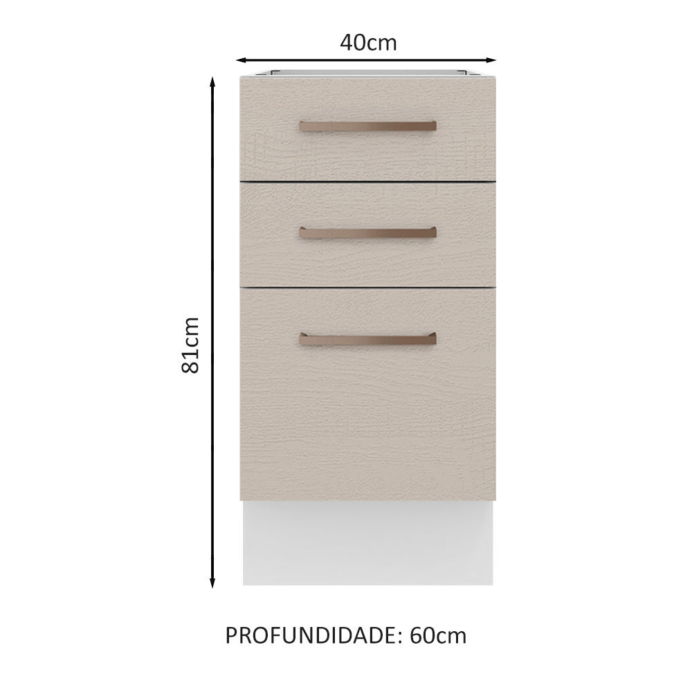 Mueble Inferior de Cocina Agata Blanco y Crema 40x81cm sin Mesón y sin Pozuelo - MUEBLES INFERIORES DE COCINA | Bylmo