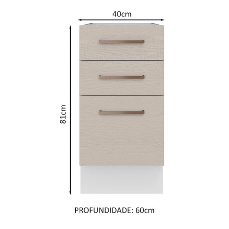 Mueble Inferior de Cocina Agata Blanco y Crema 40x81cm sin Mesón y sin Pozuelo - MUEBLES INFERIORES DE COCINA | Bylmo