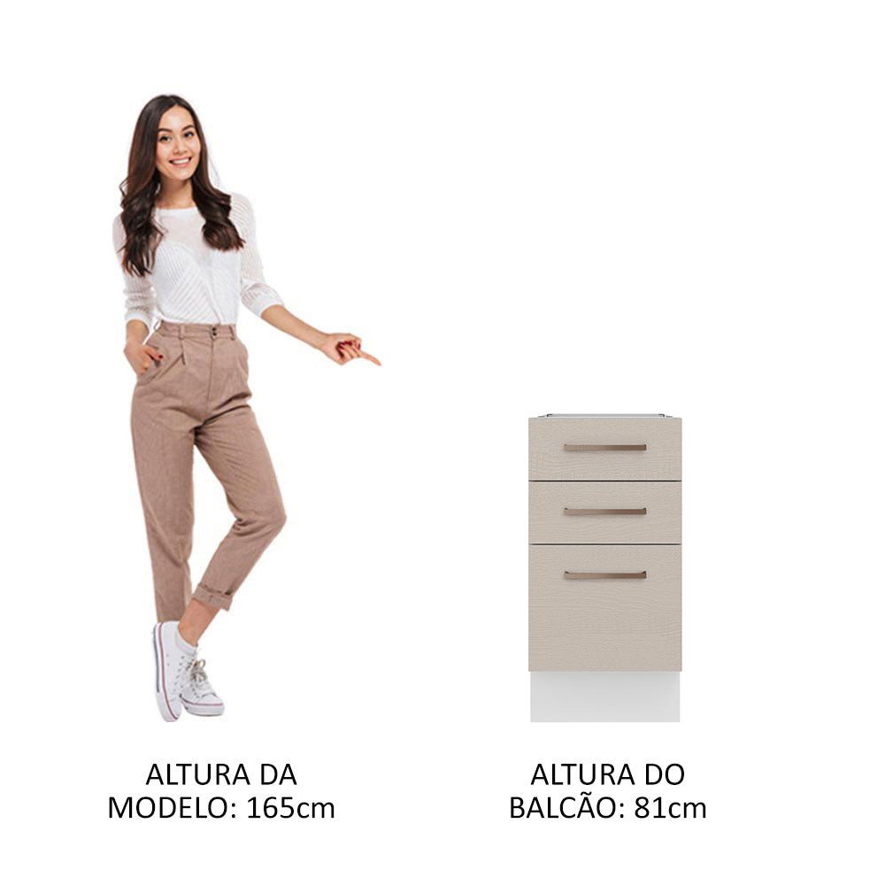 Mueble Inferior de Cocina Agata Blanco y Crema 40x81cm sin Mesón y sin Pozuelo - MUEBLES INFERIORES DE COCINA | Bylmo