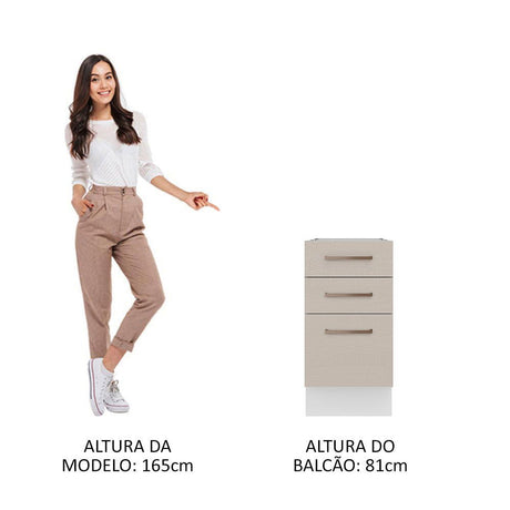 Mueble Inferior de Cocina Agata Blanco y Crema 40x81cm sin Mesón y sin Pozuelo - MUEBLES INFERIORES DE COCINA | Bylmo