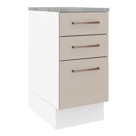 Mueble Inferior de Cocina Agata Blanco y Crema 40x84cm con Meson de Madera y sin Pozuelo - MUEBLES INFERIORES DE COCINA | Bylmo