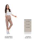 Mueble Inferior de Cocina Agata Blanco y Crema 40x84cm con Meson de Madera y sin Pozuelo - MUEBLES INFERIORES DE COCINA | Bylmo