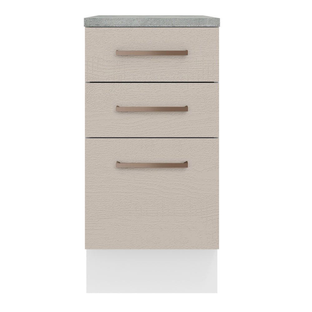 Mueble Inferior de Cocina Agata Blanco y Crema 40x84cm con Meson de Madera y sin Pozuelo - MUEBLES INFERIORES DE COCINA | Bylmo