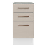 Mueble Inferior de Cocina Agata Blanco y Crema 40x84cm con Meson de Madera y sin Pozuelo - MUEBLES INFERIORES DE COCINA | Bylmo