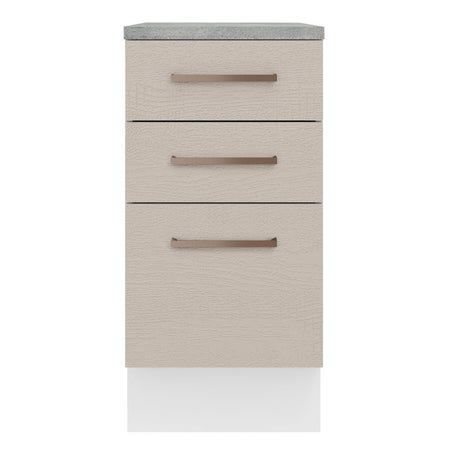 Mueble Inferior de Cocina Agata Blanco y Crema 40x84cm con Meson de Madera y sin Pozuelo - MUEBLES INFERIORES DE COCINA | Bylmo