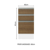 Mueble Inferior de Cocina Glamy Blanco y Marron 40x81cm sin Mesón y sin Pozuelo - MUEBLES INFERIORES DE COCINA | Bylmo