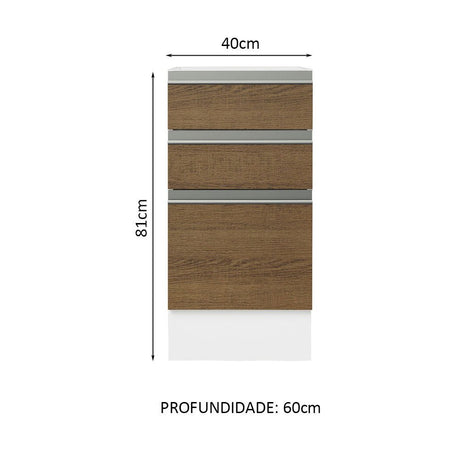 Mueble Inferior de Cocina Glamy Blanco y Marron 40x81cm sin Mesón y sin Pozuelo - MUEBLES INFERIORES DE COCINA | Bylmo