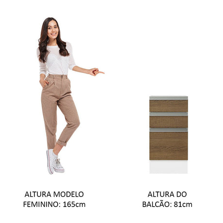 Mueble Inferior de Cocina Glamy Blanco y Marron 40x81cm sin Mesón y sin Pozuelo - MUEBLES INFERIORES DE COCINA | Bylmo